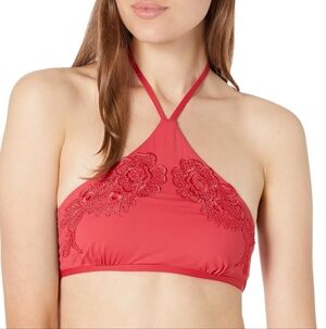 MINKPINK NWT! Women's Forbidden Fruit Embroidered Halter Bikini Top